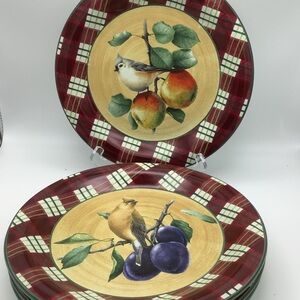 Four Lenox Winter Greetings Everyday Tartan 10 1/2” Dinner Plates